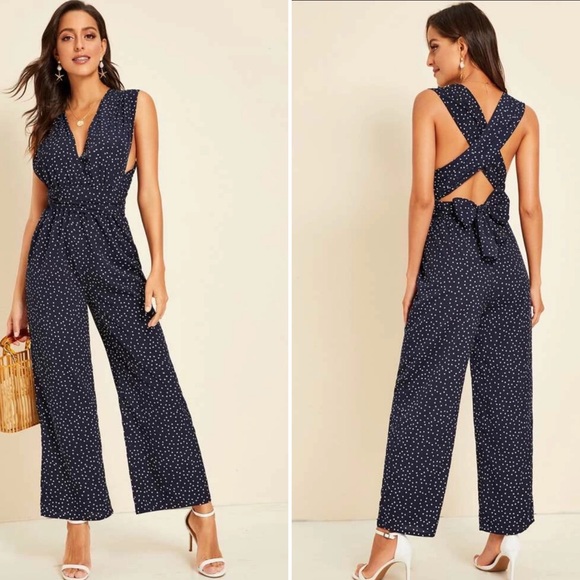 Tie Back Polka-Dot Jumpsuit - Picture 3 of 6
